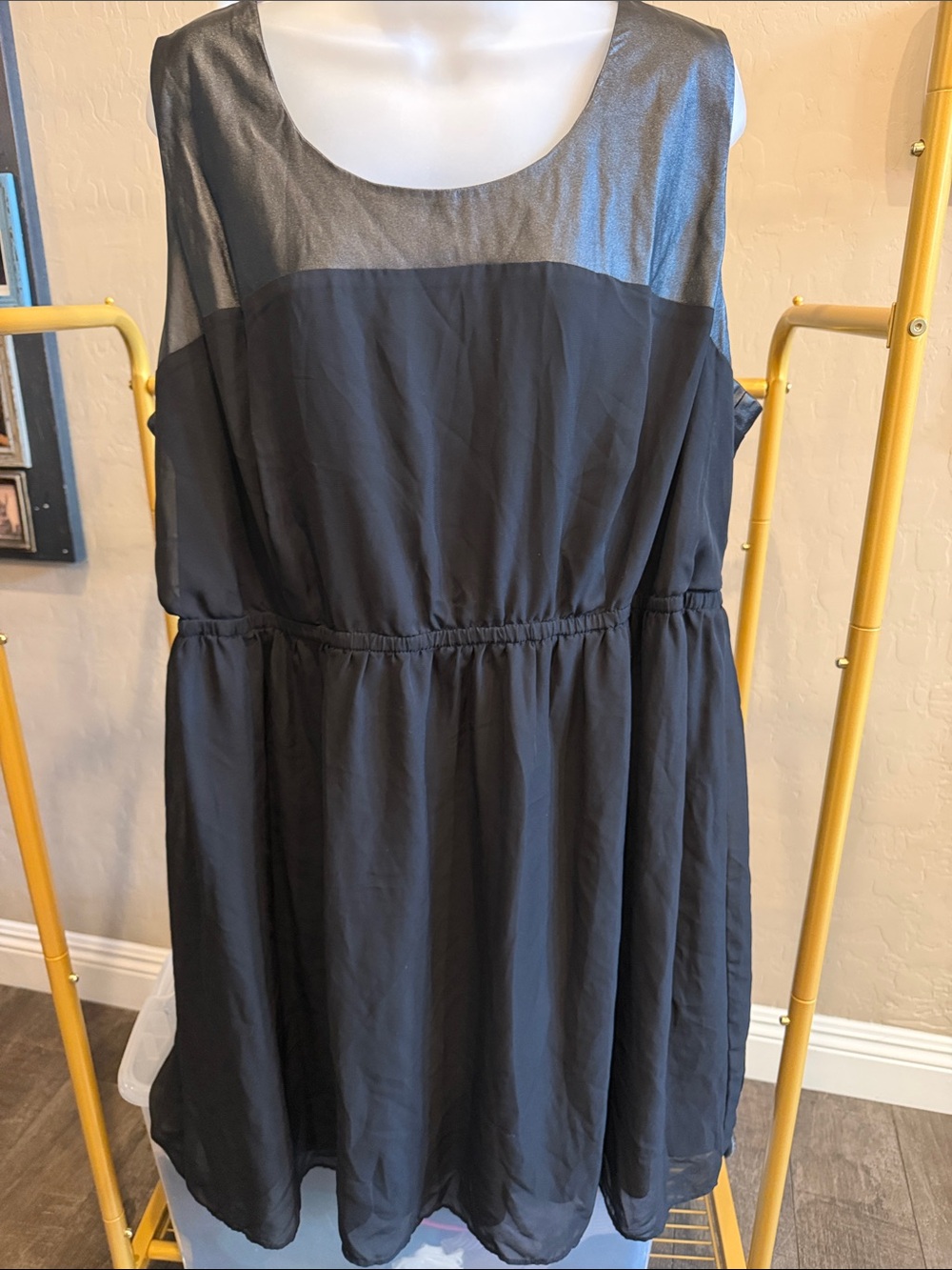 Lane Bryant Black Sheer Yoke Sleeveless Dress